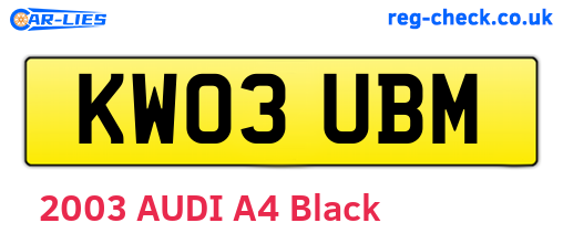 KW03UBM are the vehicle registration plates.