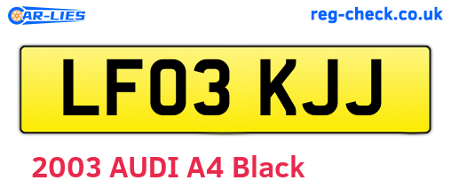 LF03KJJ are the vehicle registration plates.