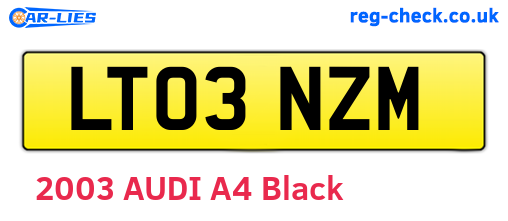 LT03NZM are the vehicle registration plates.