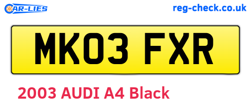 MK03FXR are the vehicle registration plates.