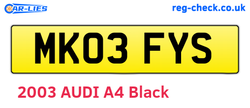 MK03FYS are the vehicle registration plates.