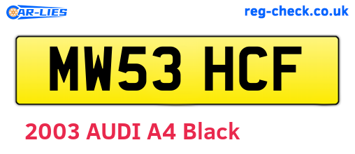 MW53HCF are the vehicle registration plates.