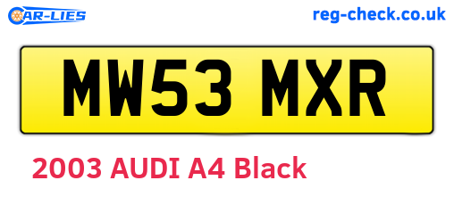 MW53MXR are the vehicle registration plates.