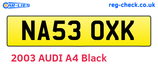 NA53OXK are the vehicle registration plates.
