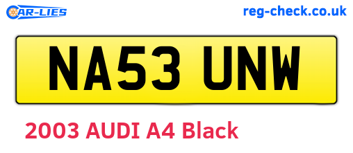 NA53UNW are the vehicle registration plates.