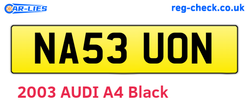 NA53UON are the vehicle registration plates.