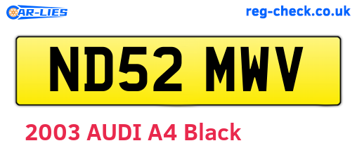 ND52MWV are the vehicle registration plates.