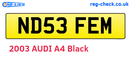 ND53FEM are the vehicle registration plates.