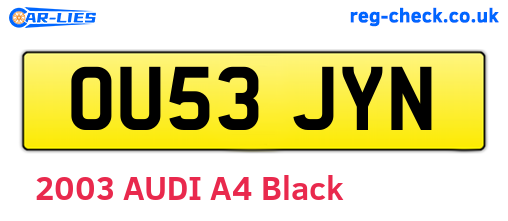 OU53JYN are the vehicle registration plates.