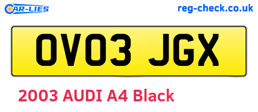 OV03JGX are the vehicle registration plates.