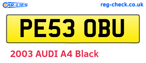 PE53OBU are the vehicle registration plates.