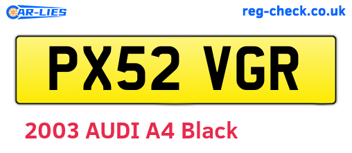 PX52VGR are the vehicle registration plates.