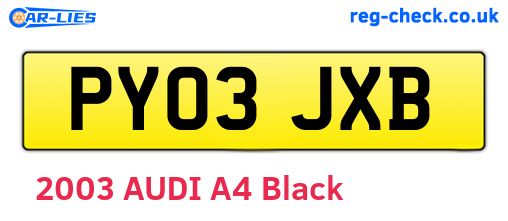 PY03JXB are the vehicle registration plates.