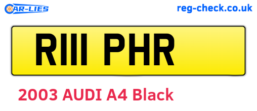 R111PHR are the vehicle registration plates.