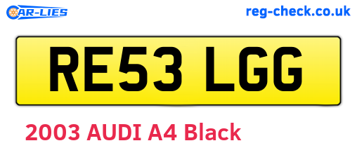 RE53LGG are the vehicle registration plates.