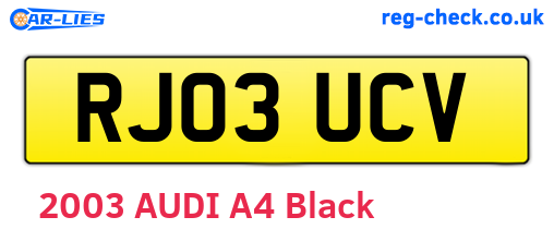 RJ03UCV are the vehicle registration plates.