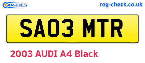 SA03MTR are the vehicle registration plates.