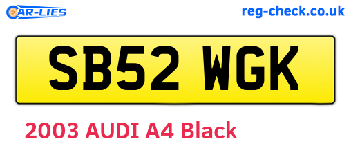 SB52WGK are the vehicle registration plates.