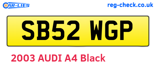 SB52WGP are the vehicle registration plates.