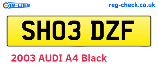 SH03DZF are the vehicle registration plates.