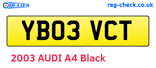 YB03VCT are the vehicle registration plates.