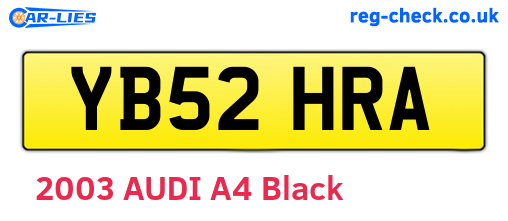 YB52HRA are the vehicle registration plates.