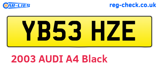 YB53HZE are the vehicle registration plates.
