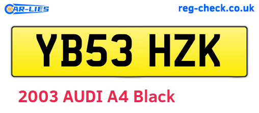 YB53HZK are the vehicle registration plates.
