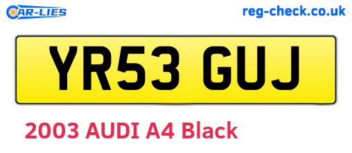 YR53GUJ are the vehicle registration plates.