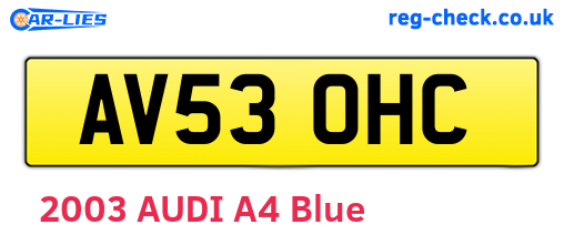 AV53OHC are the vehicle registration plates.