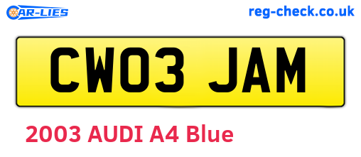 CW03JAM are the vehicle registration plates.