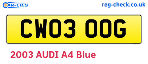 CW03OOG are the vehicle registration plates.