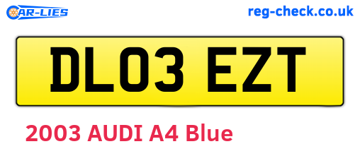 DL03EZT are the vehicle registration plates.