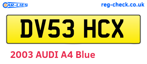DV53HCX are the vehicle registration plates.