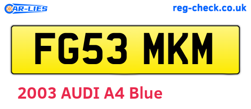 FG53MKM are the vehicle registration plates.