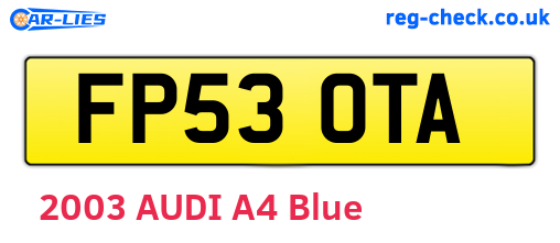 FP53OTA are the vehicle registration plates.