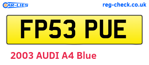 FP53PUE are the vehicle registration plates.