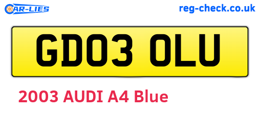 GD03OLU are the vehicle registration plates.