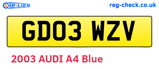 GD03WZV are the vehicle registration plates.
