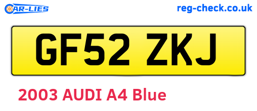 GF52ZKJ are the vehicle registration plates.