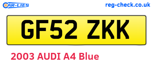 GF52ZKK are the vehicle registration plates.