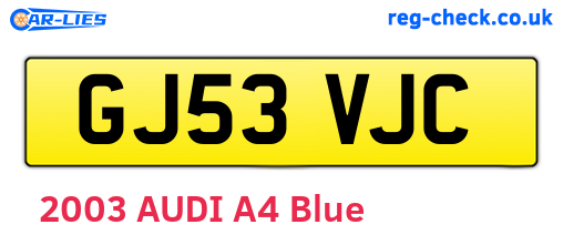 GJ53VJC are the vehicle registration plates.