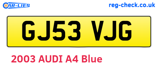 GJ53VJG are the vehicle registration plates.