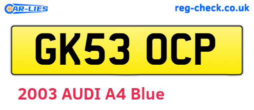 GK53OCP are the vehicle registration plates.