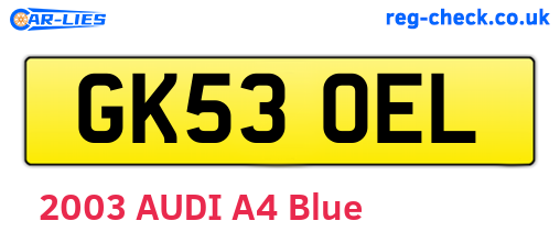 GK53OEL are the vehicle registration plates.