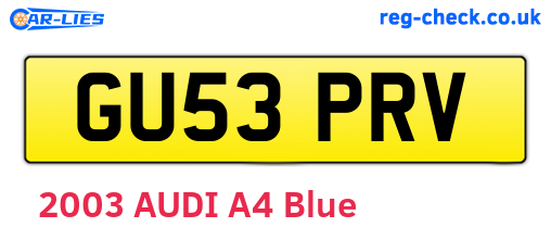 GU53PRV are the vehicle registration plates.
