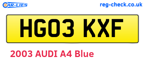HG03KXF are the vehicle registration plates.