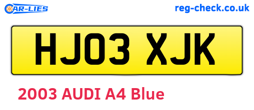 HJ03XJK are the vehicle registration plates.