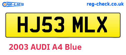 HJ53MLX are the vehicle registration plates.