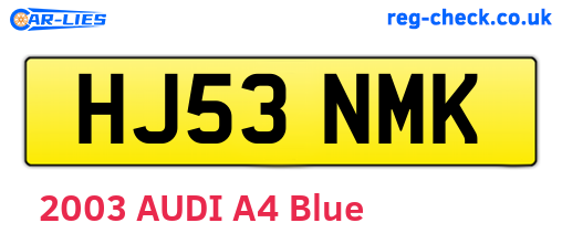 HJ53NMK are the vehicle registration plates.
